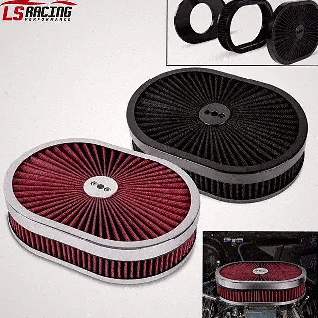 12IN For 5-1/8" Carburetors Demon Oval Full Finned Air Cleaner Washable Filter