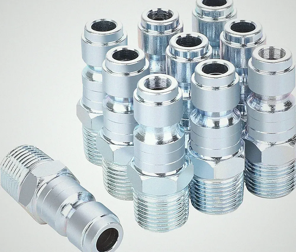 3/8 Air Compressor Hose Fittings, Automotive T-Type, 3/8 Inch NPT Male Threads S