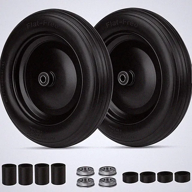 4.80/4.00-8 Flat Free Wheelbarrow Tire with 5/8 & 3/4 Bearing 3" -7" Centered...