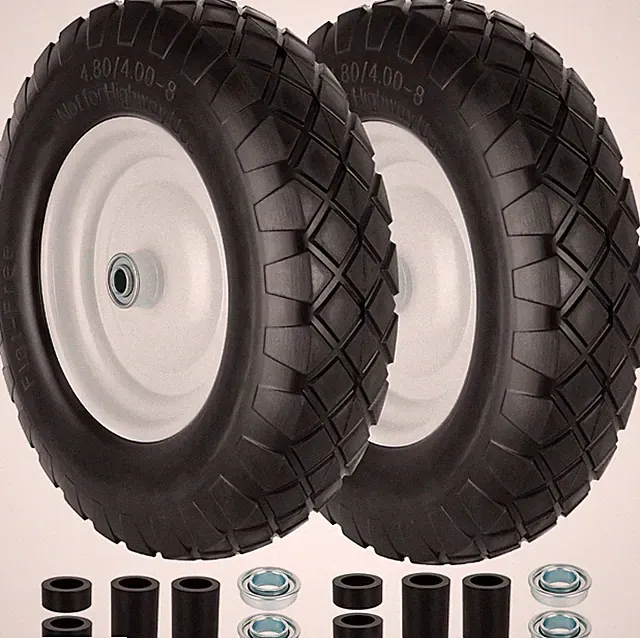 4.80/4.00-8 Tire and Wheel, 16" Flat Free Solid Wheelbarrow Tire with 5/8"&3/4"