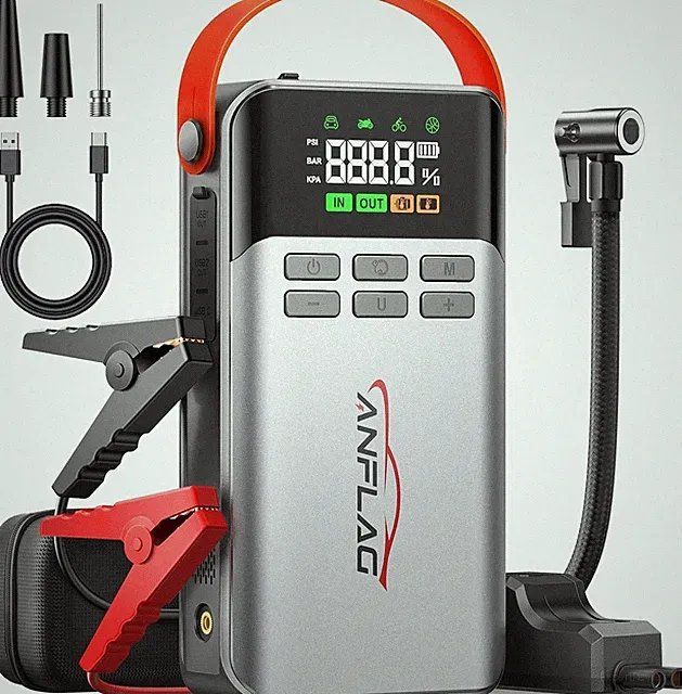 8-in-1 Car Jump Starter Air Compressor 8000A Portable Tire Inflator Power Bank