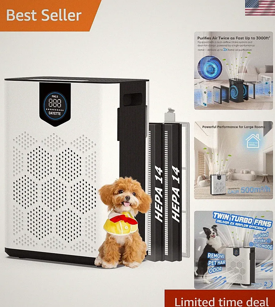 Air Purifiers for Home Large Room Up to 3000 Ft² with HEPA 14 Filter, Pet Air...