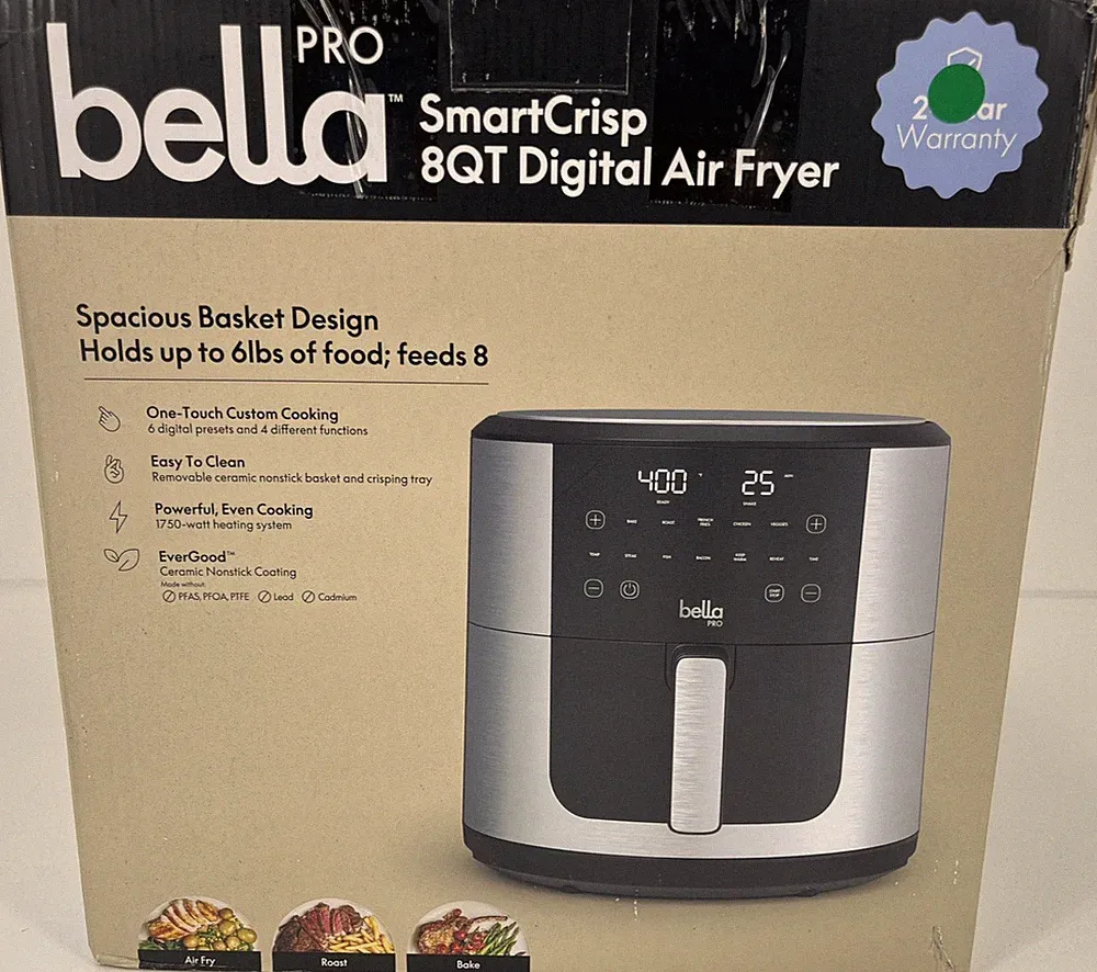 bella PRO - SmartCrisp 8-qt. Touchscreen Air Fryer - Stainless Steel