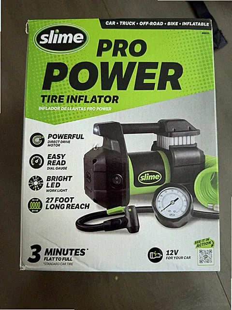 Brand New Slime 40031 Pro Power Tire Inflator 12V DC Portable Compressor Car New