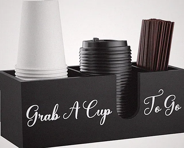 Coffee Cup Holder for Countertop - Wood Coffee Bar Accessories and Organizer - C