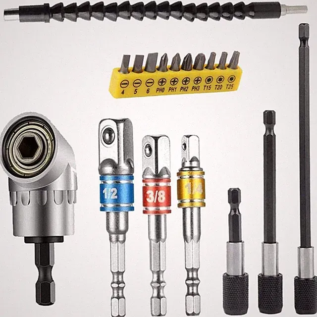 Flexible Drill Bit Extension Set, Includes 105° Ri