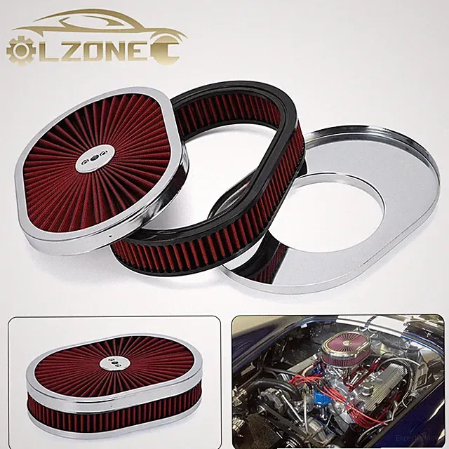 For 5-1/8” Carburetors Demon 12" Oval Full Finned Air Cleaner Washable Filter
