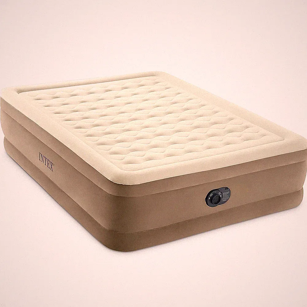 Intex 64427ED Dura-Beam Deluxe Ultra Plush Air Mattress w/Built-in Pump, Queen
