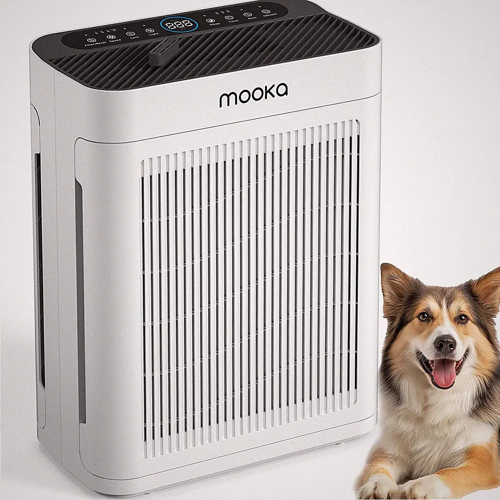 MOOKA Air Purifiers for Home Large Room Up to 3000Ft Washable Filter Dual Intake