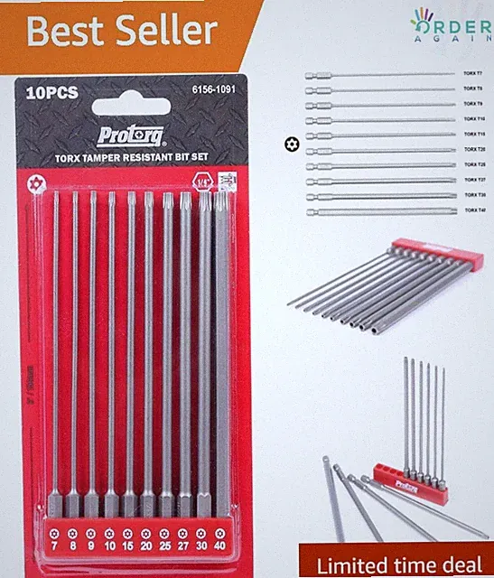 Tamper Resistant TORX Bits Set 10-Piece High Grade Steel Security Star Screwd...