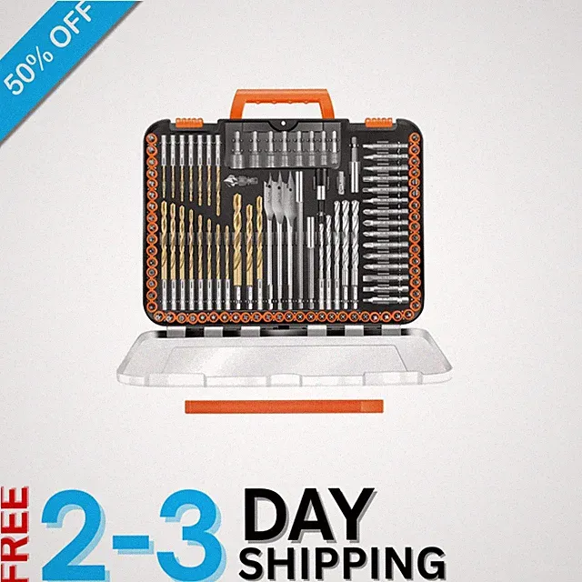 Versatile 112-Piece Drill Bit Set with Quick-Release Hex Shank for Any Project