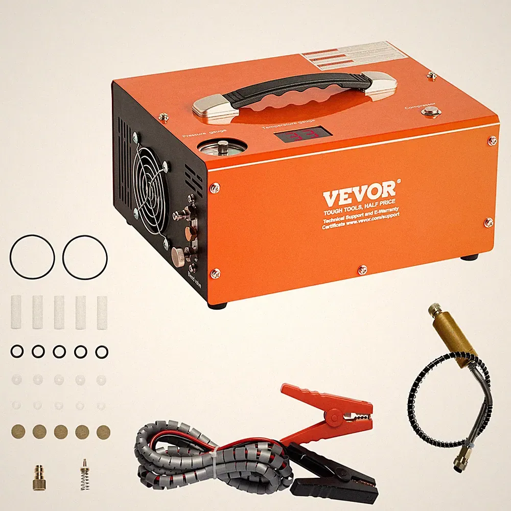 VEVOR PCP Air Compressor 4500PSI/30Mpa Built-in Converter DC12V/AC120V Auto-Stop